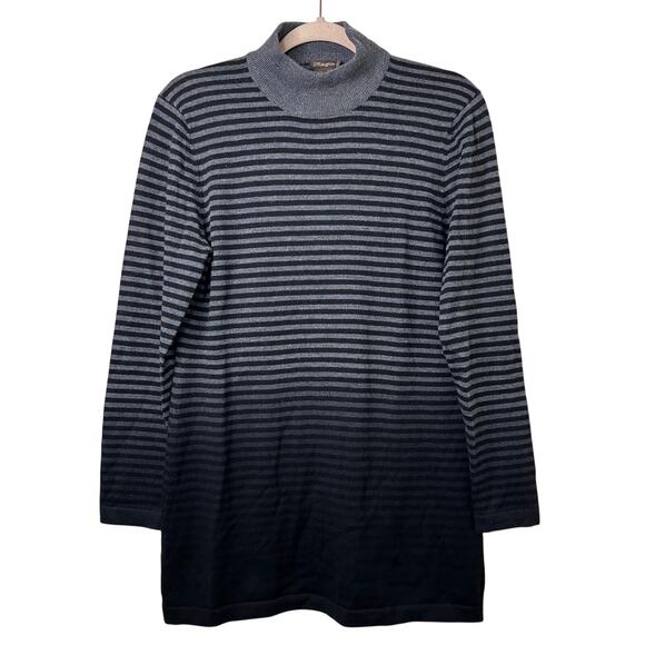 Lg J McLaughlin Italian Merino Wool Mock Neck Ombre Sweater Gray Black Long Chic - Picture 1 of 4